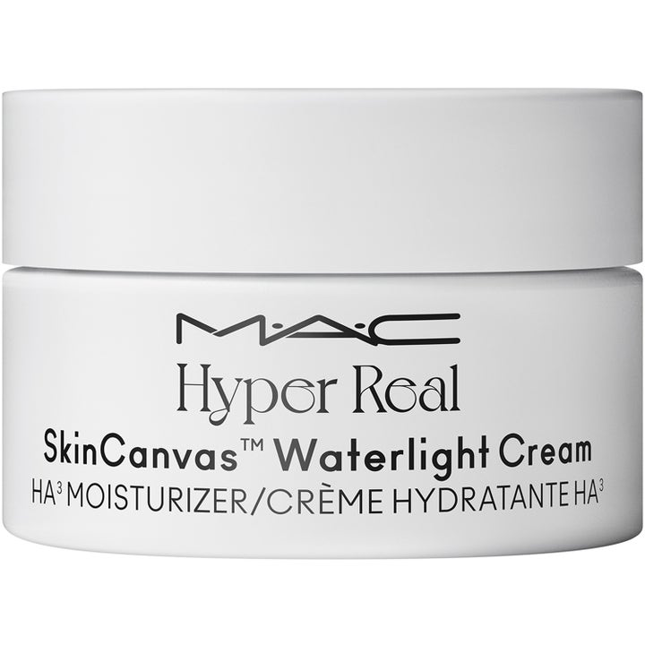 MAC Hyper Real SkinCanvas Waterlight Cream kosteuttava hyaluronihappoa sisältävä kasvovoide valkoisessa purkissa.