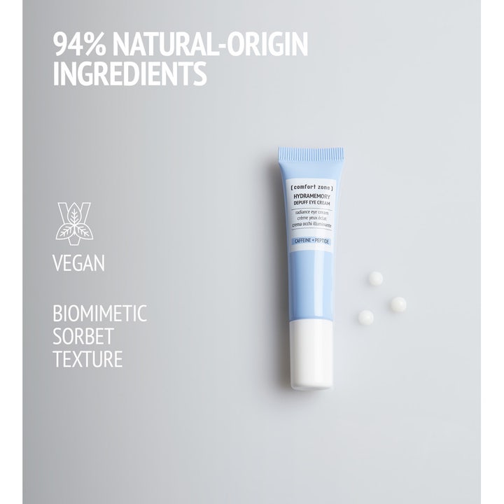 Comfort Zone Hydramemory Depuff Eye Cream 15 ml silmänympärysvoide sinisessä tuubissa kofeiinilla ja peptideillä