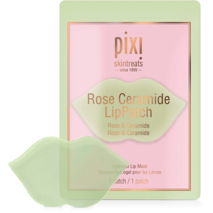 Pixi Rose Ceramide LipPatch 1 kpl kosteuttava huulinaamio vaaleanvihreässä pakkauksessa lip-patchilla.