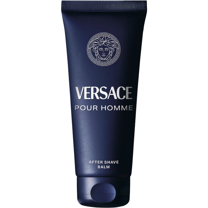 Versace Pour Homme After Shave Balm 100 ml rauhoittava partabalsami tummansinisessä tuubissa hopeisella logolla