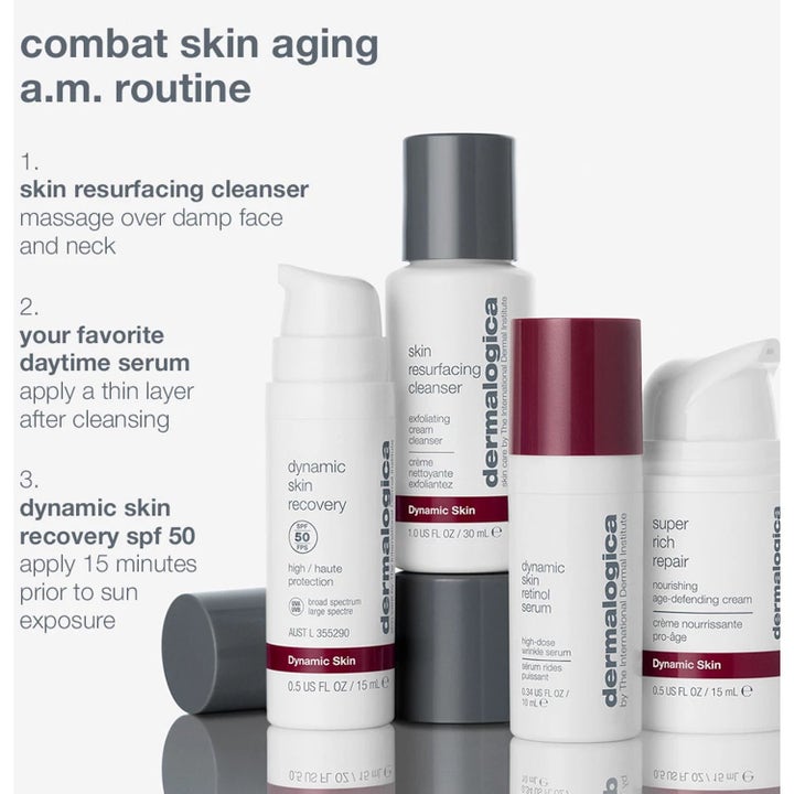 Dermalogica Skin Aging Solutions Duo ihonhoitosetti ikääntymistä vastaan valkoisissa pulloissa joissa on SPF 50