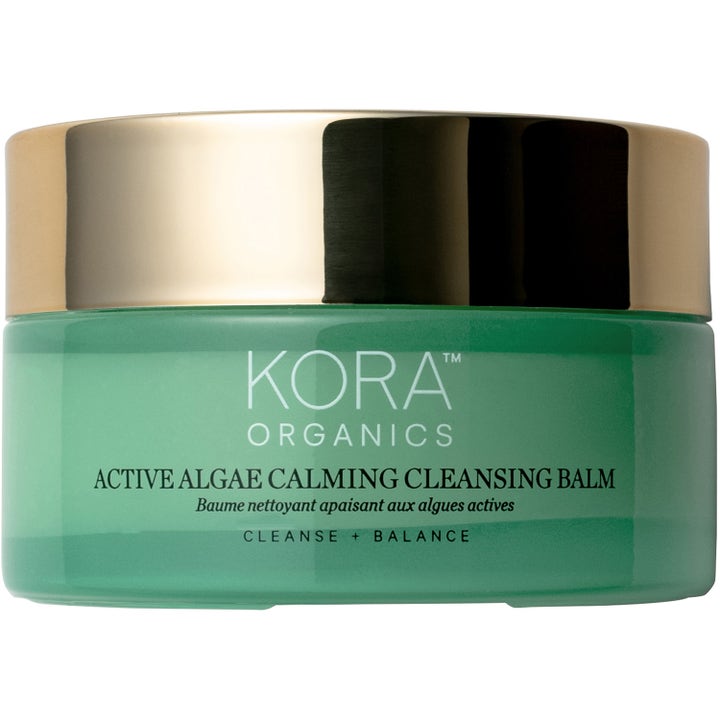 KORA Organics Active Algae Calming Cleansing Balm 100ml rauhoittava puhdistusbalmi vihreässä purkissa kultaisella korkilla.