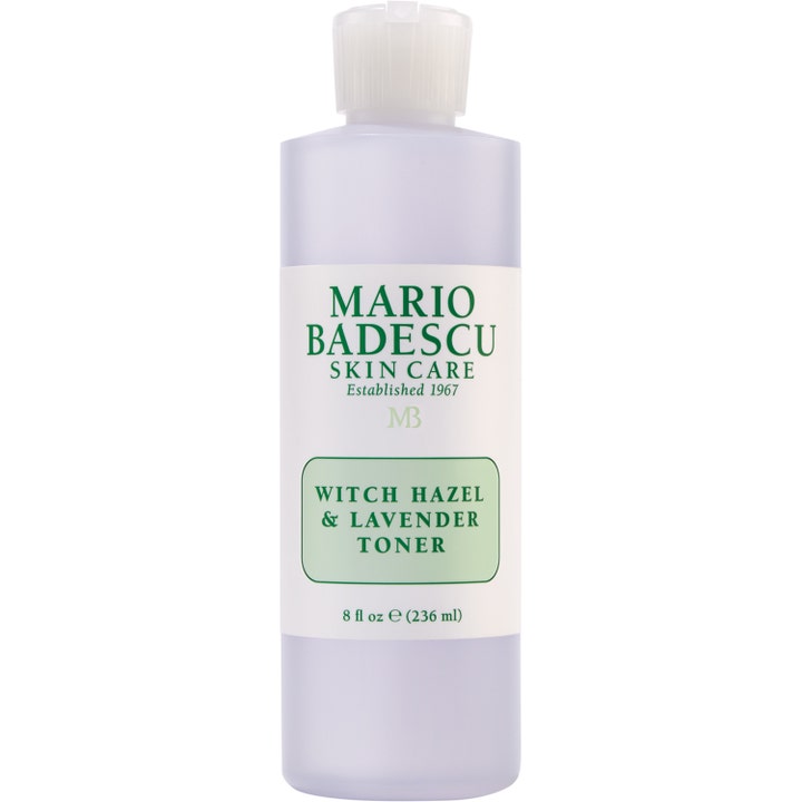 Mario Badescu Witch Hazel & Lavender Toner 236 ml rauhoittava kasvovesi himmeässä pullossa valkoisella etiketillä.