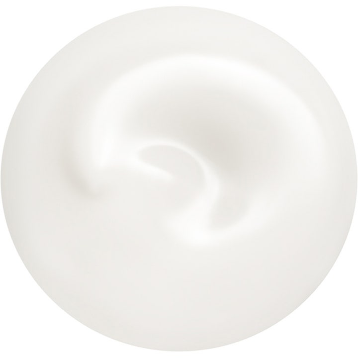 Shiseido Total Revitalizer Liquid Fluid 70 ml elvyttävä kasvovoide ja sen pehmeä valkoinen voidekoostumus.