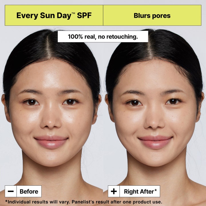 Dr.Jart+ Every Sun Day Priming Sunscreen Stick 19 g aurinkosuoja kasvoille häivyttää ihohuokosia ennen ja jälkeen