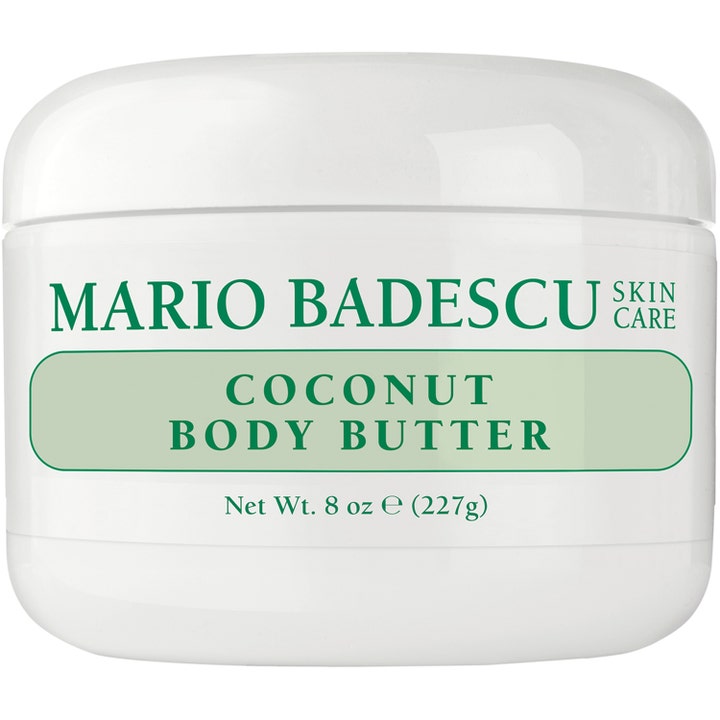 Mario Badescu Coconut Body Butter 227 g kosteuttava vartalovoi valkoisessa muovipurkissa vihreällä etiketillä
