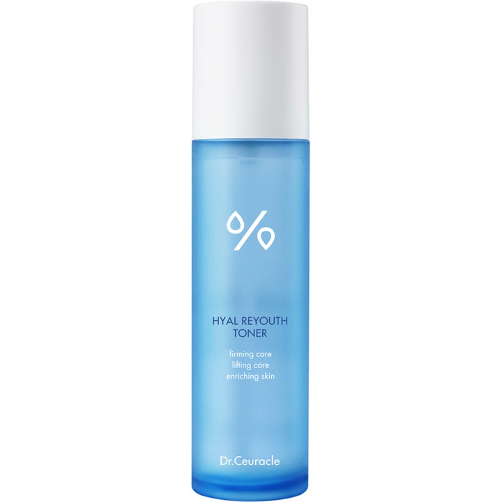 Dr.Ceuracle Hyal Reyouth Toner 120 ml kiinteyttävä kasvovesi huurteisessa sinisessä pullossa valkoisella korkilla.