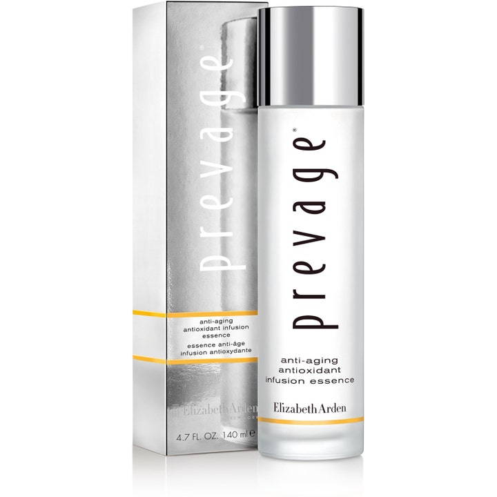 Elizabeth Arden Prevage Anti-Aging Antioxidant Infusion Essence 150 ml suojaava hoitoneste huurteisessa lasipullossa.