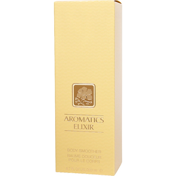 Clinique Aromatics Elixir Body Smoother 200 ml silottava vartalovoide keltaisessa pakkauksessa kultaisella kukalla
