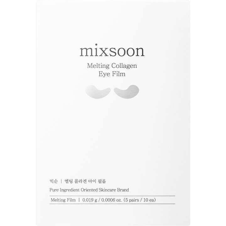 Mixsoon Melting Collagen Eye Film 5 kpl silmänympärysmaski silottaa ihoa valkoisessa pakkauksessa