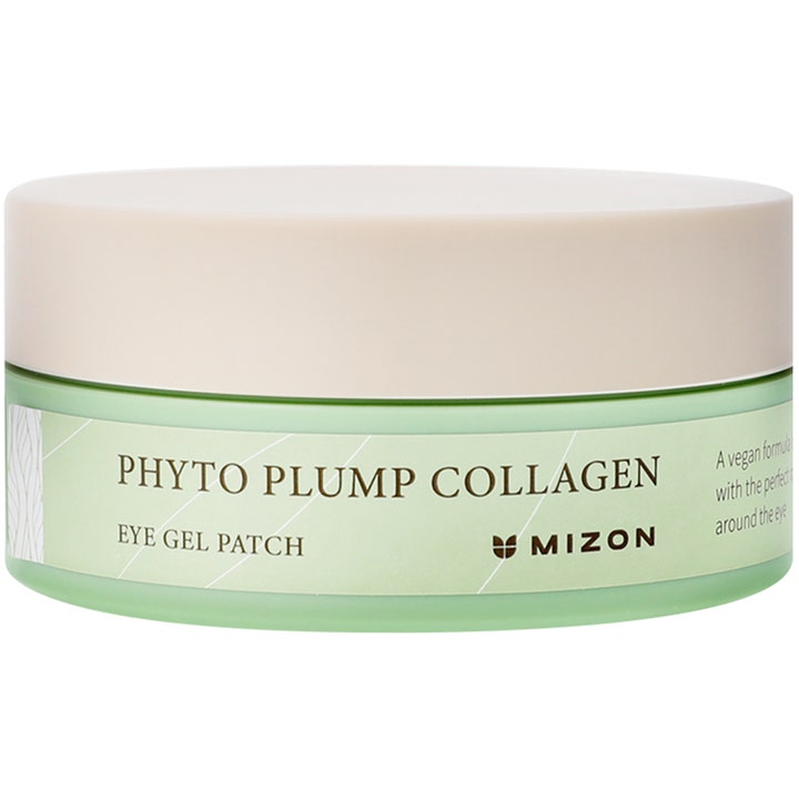 Mizon Phyto Plump Collagen Eye Gel Patch 60 kpl silmänympärysnaamiot vaaleanvihreässä rasiassa.