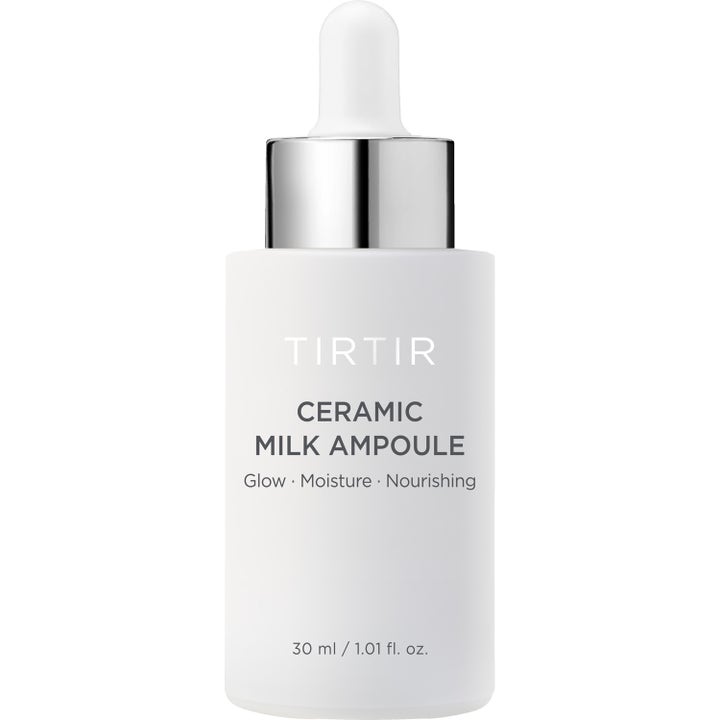 TIRTIR Ceramic Milk Ampoule 30 ml ravitseva ja hehkua antava seerumi valkoisessa pullossa hopeisella pipettikorkilla