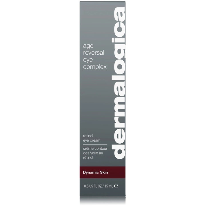 Dermalogica Age Reversal Eye Complex 15 ml retinol-silmänympärysvoide harmaassa pahvipakkauksessa tummanpunaisella raidalla