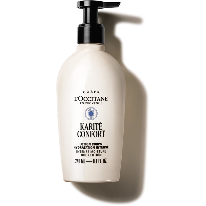 L'Occitane Shea Ultra Rich Body Lotion 240 ml kosteuttava vartalovoide beige pumppupullo mustalla korkilla
