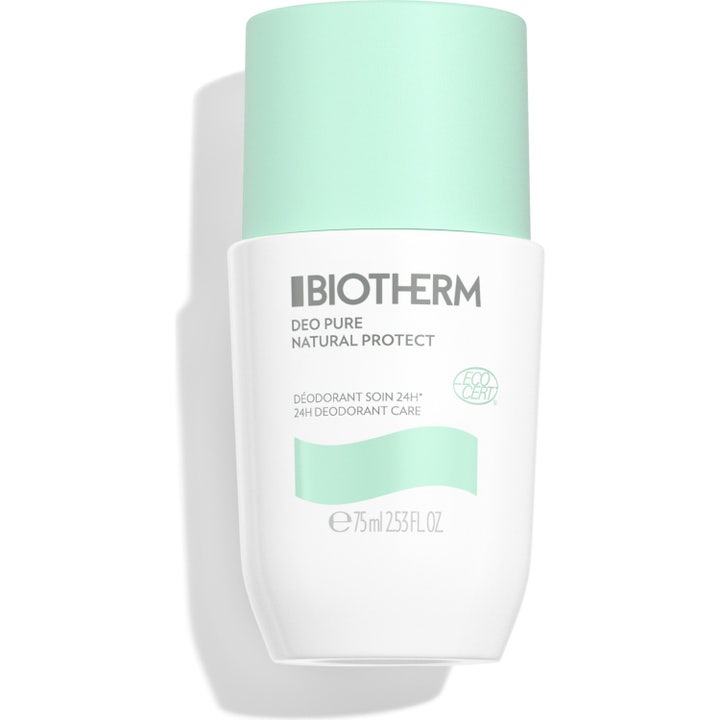 Biotherm Deo Pure Natural Protect 75 ml luonnonmukainen roll-on deodorantti valkoisessa pullossa mintunvihreällä korkilla.