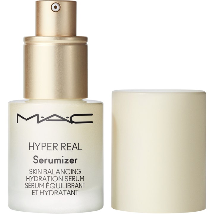 MAC Cosmetics Hyper Real Serumizer 15 ml kosteuttava seerumi huurteisessa lasipullossa kultaisella pumpulla