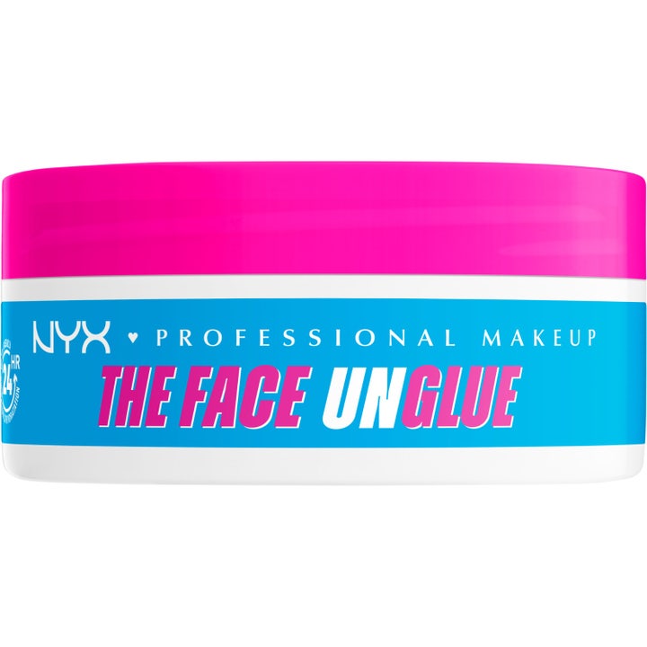 NYX Professional Makeup The Face Unglue Primer kosteuttava pohjustusvoide kirkkaassa purkissa pinkillä korkilla.