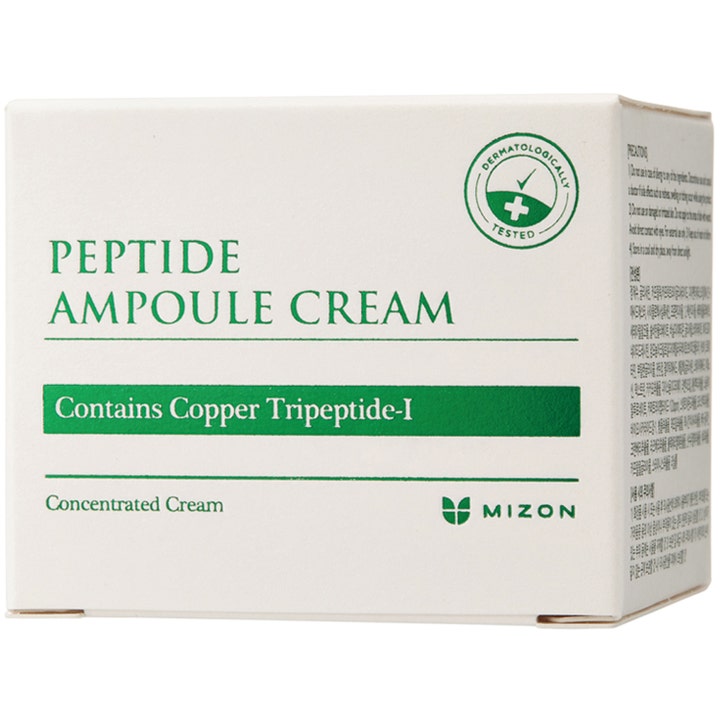 Mizon Peptide Ampoule Cream 50 ml kiinteyttävä päivävoide valkoisessa pakkauksessa jossa lukee Copper Tripeptide-1.