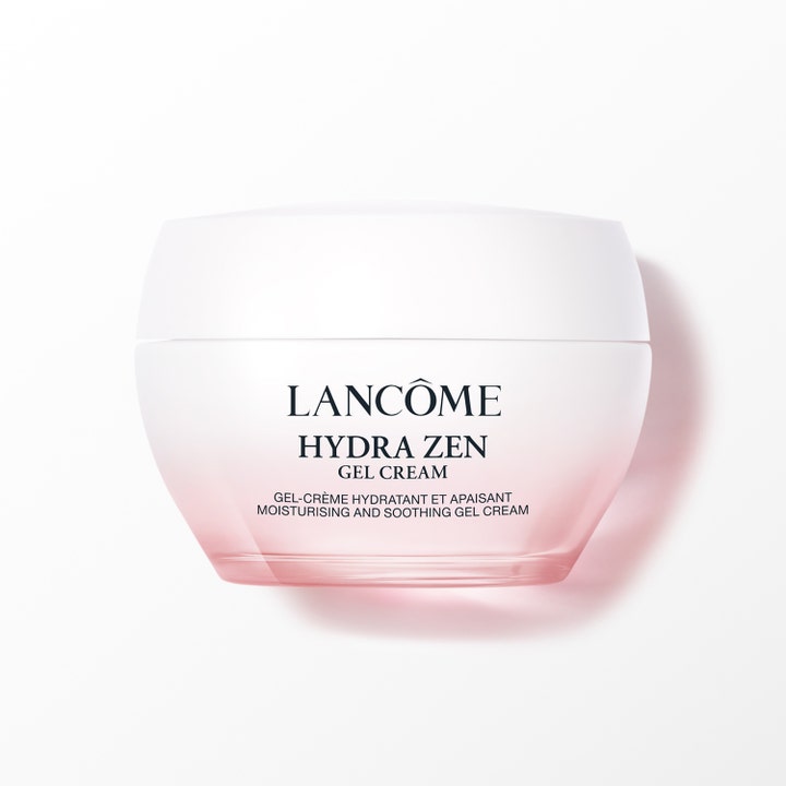 Lancôme Hydra Zen Gel Cream rauhoittava ja kosteuttava kasvovoide vaaleanpunaisessa liukuvärjätyssä lasipurkissa