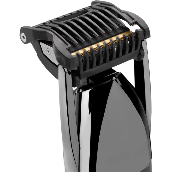 BaByliss Super-X Metal Stubble Trimmer S991E 1 kpl partatrimmeri kultaisilla terillä ja mustalla ohjauskammalla.