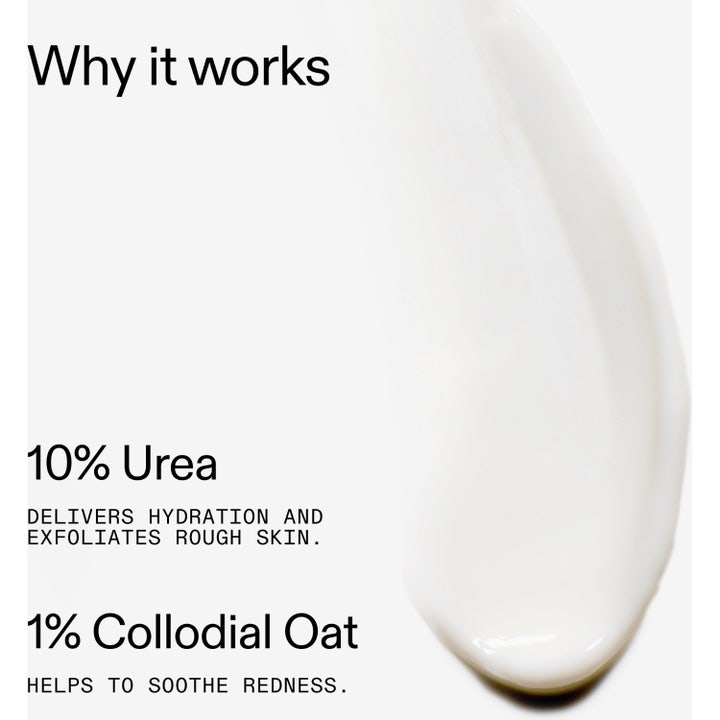 The INKEY List Urea 10% Moisturizer 50 ml kosteuttava voide, valkoinen koostumus ja tekstiä urean hyödyistä.