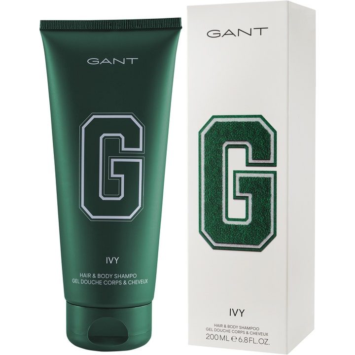 GANT Ivy Hair & Body Shower Gel 200 ml puhdistava suihkugeeli tummanvihreässä tuubissa ja valkoisessa pakkauksessa.