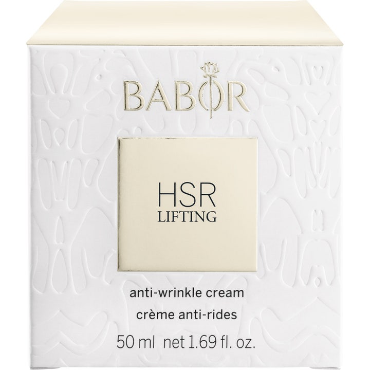 Babor HSR Lifting Cream 50 ml kiinteyttävä kasvovoide valkoisessa kohokuvioidussa pakkauksessa kultaisin yksityiskohdin