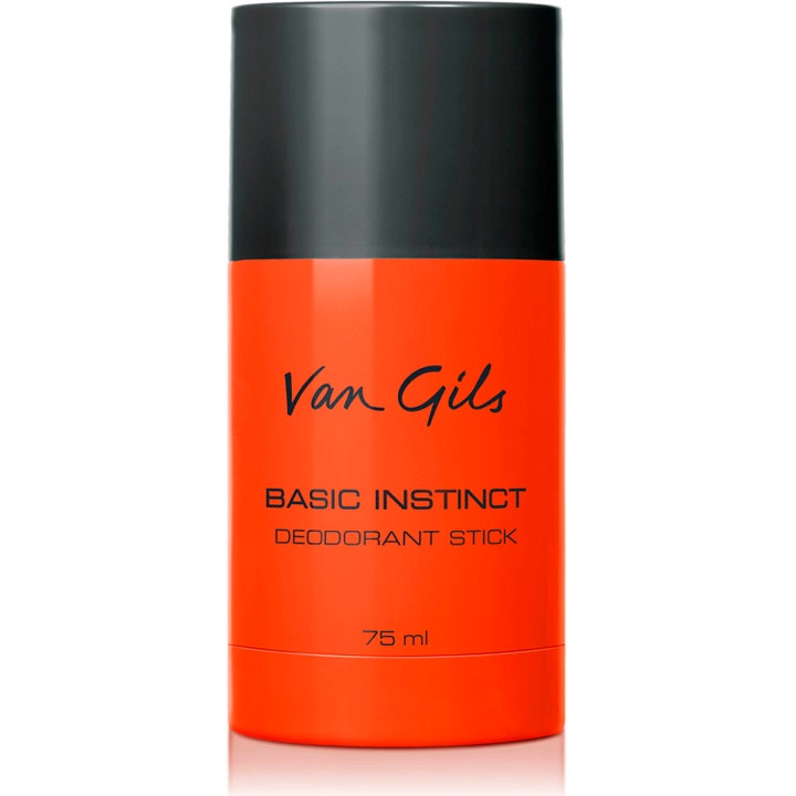 Van Gils Basic Instinct 75 ml deodoranttipuikko antaa raikkautta oranssissa pakkauksessa, jossa on musta korkki.
