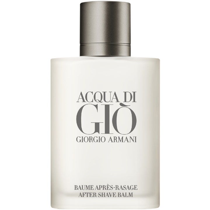 Giorgio Armani Acqua di Giò 100 ml rauhoittava after shave -voide huurteisessa pullossa harmaalla korkilla.