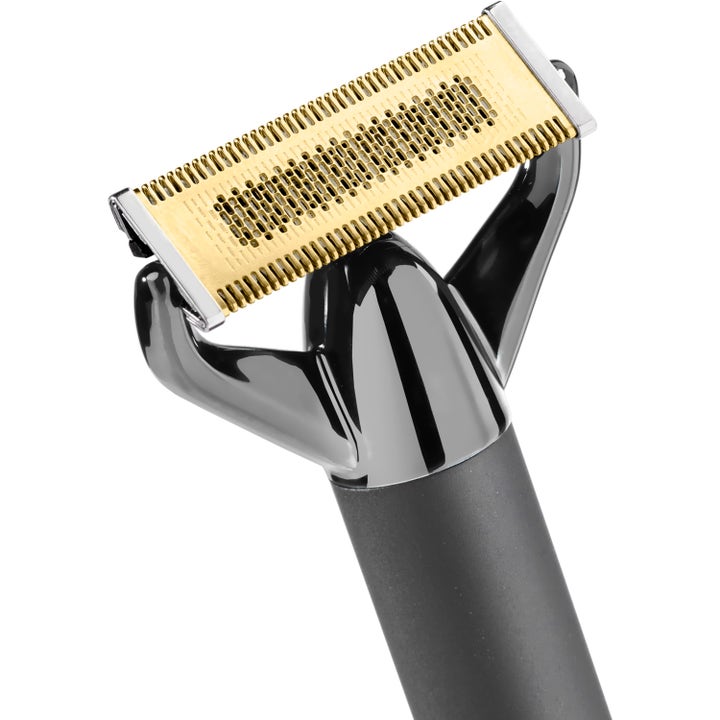 BaByliss Super X Metal X Blade 1 kpl partatrimmeri jossa on kullanvärinen vaihtoterä ja tyylikäs musta metallirunko.