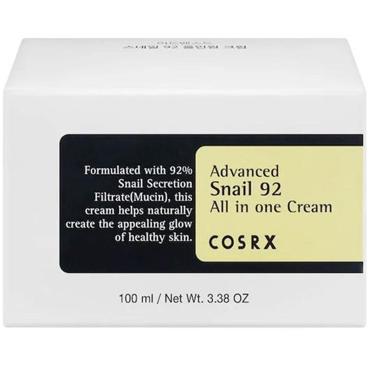 COSRX Advanced Snail 92 Cream Duo 2 x 100 ml kosteuttava kasvovoide valkoisessa pakkauksessa antaa iholle hehkua.