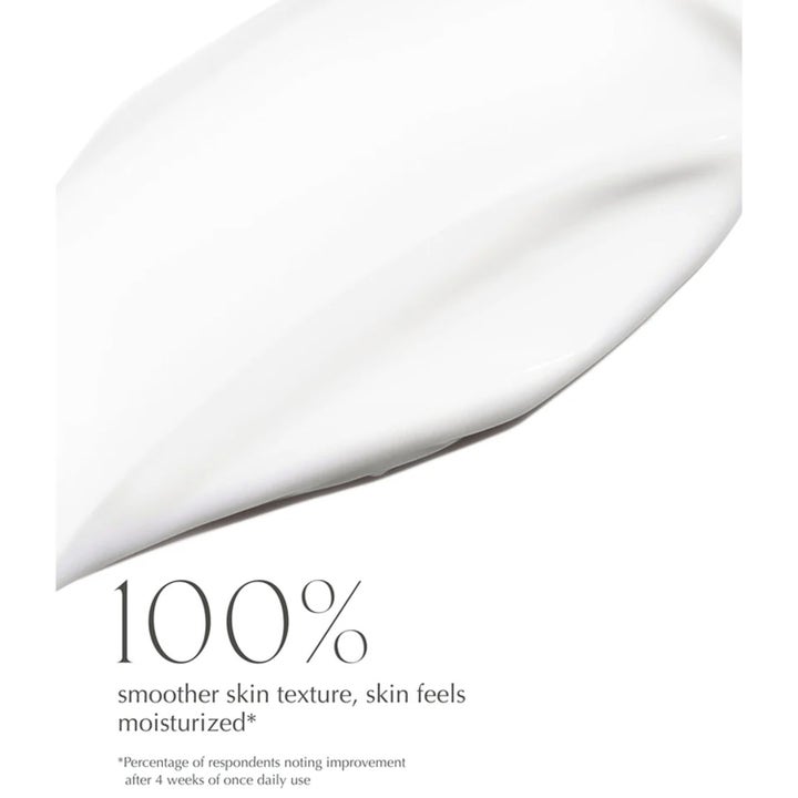 Exuviance Glycolic Perfecting Moisturizer 45 g silottava yövoide valkoinen voidetekstuuri ja 100% smoother skin teksti