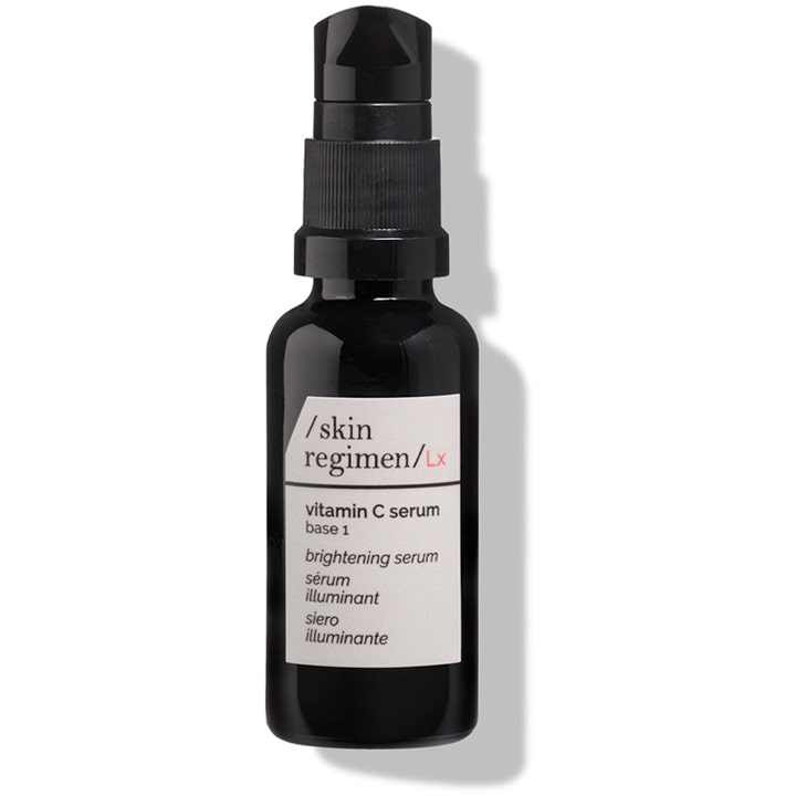 Skin Regimen Lx Vitamin C Serum base 1 25 ml kirkastava seerumi mustassa lasipullossa, jossa on musta pumppu
