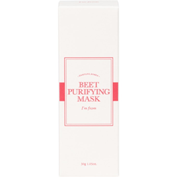 I'm From Beet Purifying Mask 30 ml syväpuhdistava kasvonaamio valkoisessa pahvipakkauksessa vaaleanpunaisin tekstein