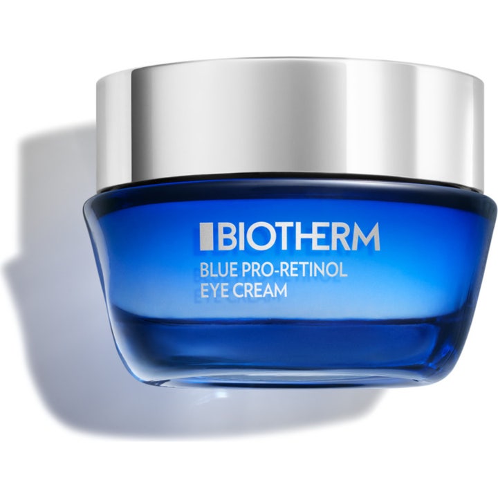 Biotherm Blue Pro-Retinol Eye Cream 15 ml silottava silmänympärysvoide sinisessä lasipurkissa hopeisella kannella