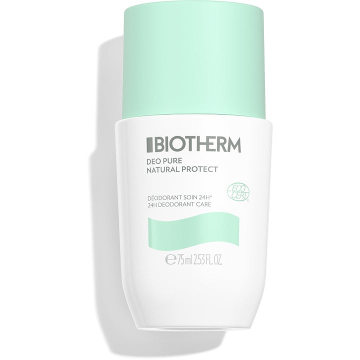 Biotherm Deo Pure Natural Protect 75 ml luonnonmukainen roll-on deodorantti valkoisessa pullossa mintunvihreällä korkilla.
