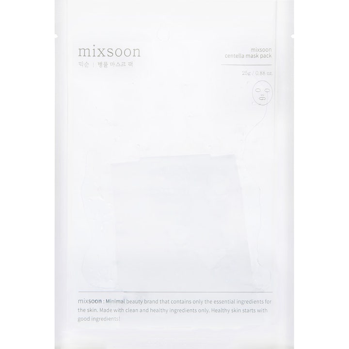 Mixsoon Centella Mask Pack 25 g rauhoittava kangasnaamio minimalistisessa valkoisessa pakkauksessa