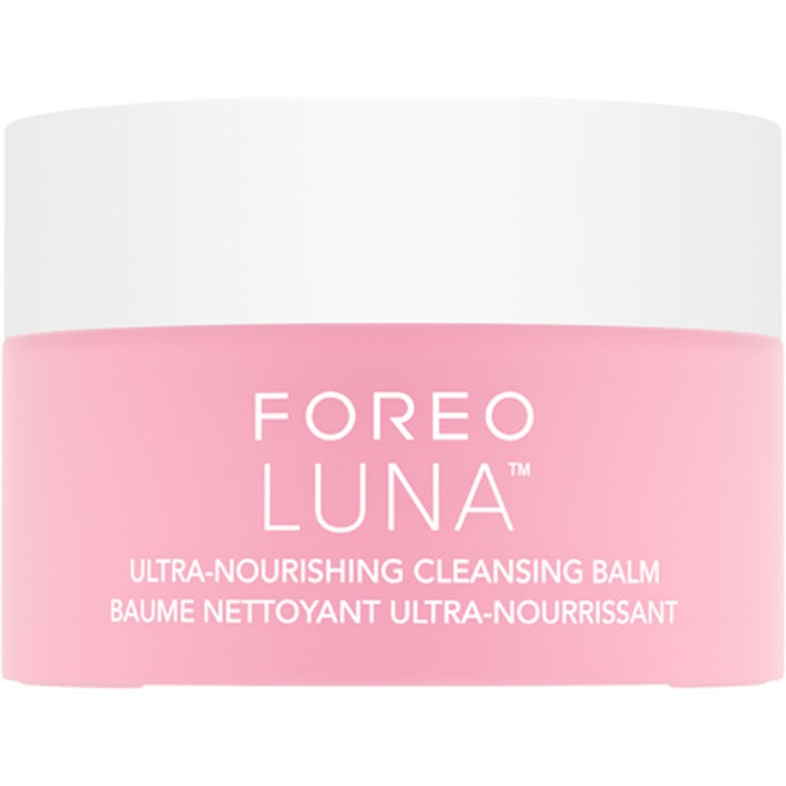 Foreo Luna Ultra-Nourishing Cleansing Balm 75 ml puhdistusvoide vaaleanpunaisessa purkissa valkoisella korkilla.