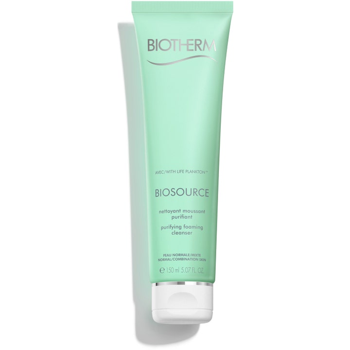 Biotherm Biosource Purifying Foaming Cleanser 150 ml puhdistava vaahtoava puhdistusaine vaaleanvihreässä tuubissa