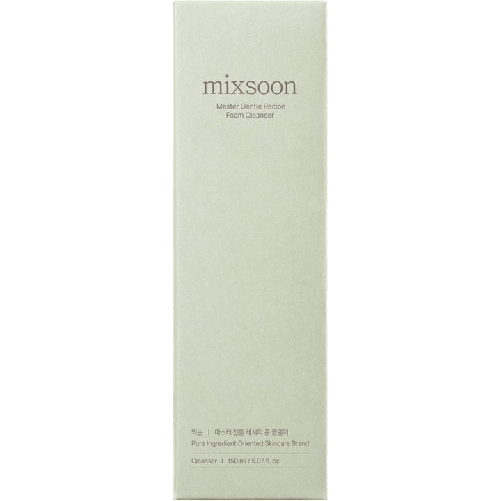 Mixsoon Master Gentle Recipe Foam Cleanser 150 ml hellävarainen puhdistusvaahto vaaleanvihreässä pahvipakkauksessa.