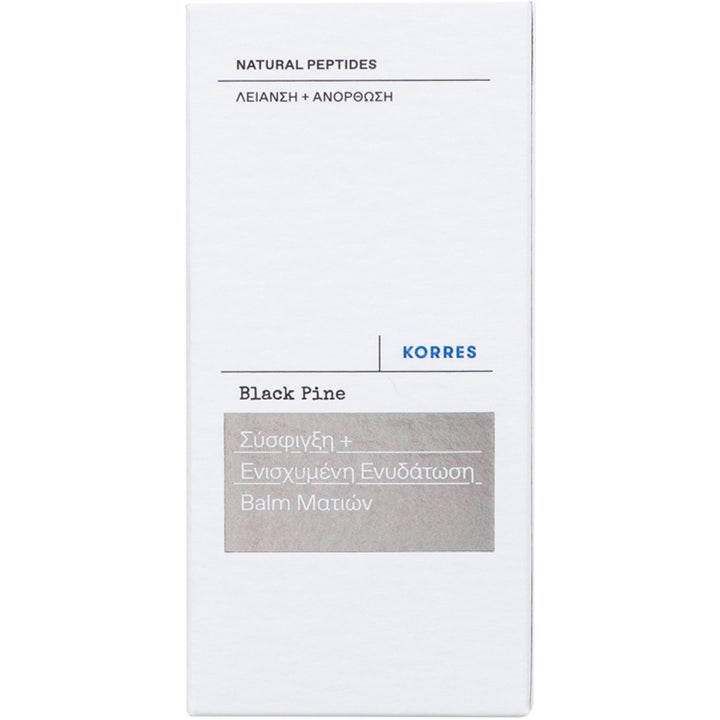 Korres Black Pine Firming Moisture Lock Eye Rescue Balm 15 ml kiinteyttävä silmänympärysvoide valkoisessa pakkauksessa