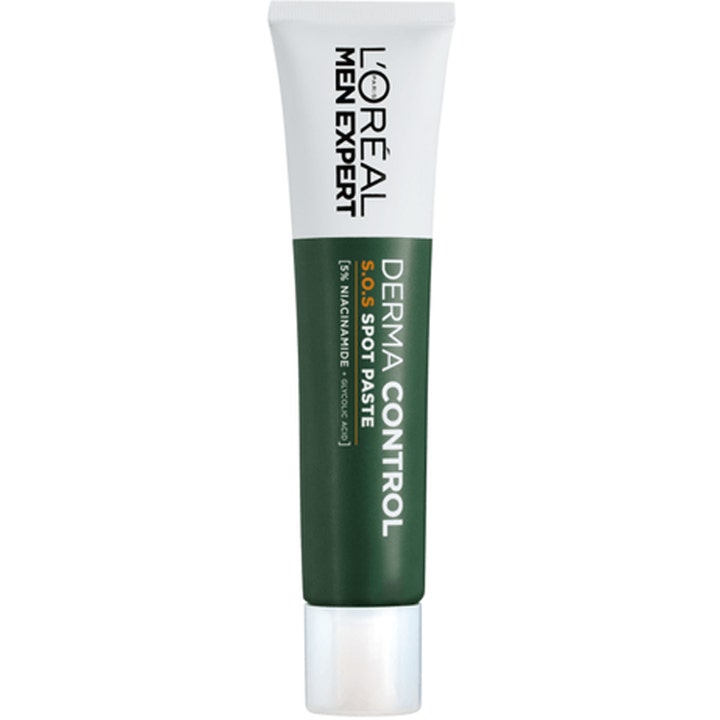 L'Oréal Men Expert Derma Control S.O.S Spot Paste 15 ml epäpuhtauksia hoitava voide kapeassa valkovihreässä tuubissa