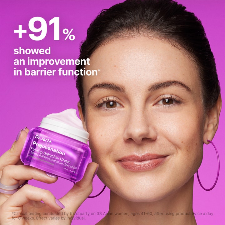 Dr.Jart+ Prejuvenation Firming Bakuchiol Cream 50 ml kiinteyttävä kasvovoide purppurassa purkissa vahvistaa suojakerrosta.