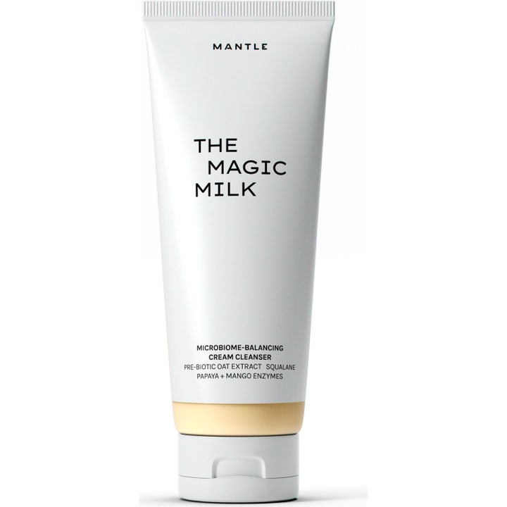 Mantle The Magic Milk 125 ml kirkastava puhdistusemulsio valkoisessa tuubissa joka tasapainottaa ihon mikrobiomia.