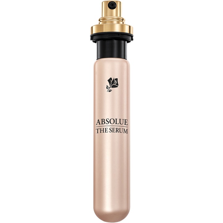 Lancôme Absolue The Serum 30 ml uudistava seerumi helmiäishohtoisessa pumppupullossa.