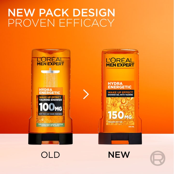 L'Oréal Paris Men Expert Hydra Energetic 300 ml tauriinia sisältävä suihkugeeli on kirkas ja keltainen geelikoostumus.