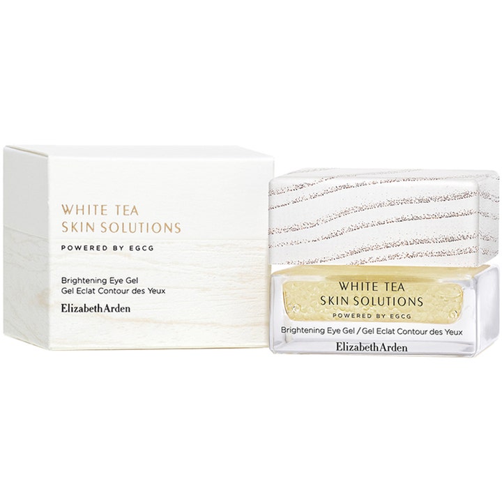 Elizabeth Arden White Tea Skin Brightening Eye Gel 15 ml kirkastava silmänympärysvoide lasipurkissa ja valkoinen kotelo.