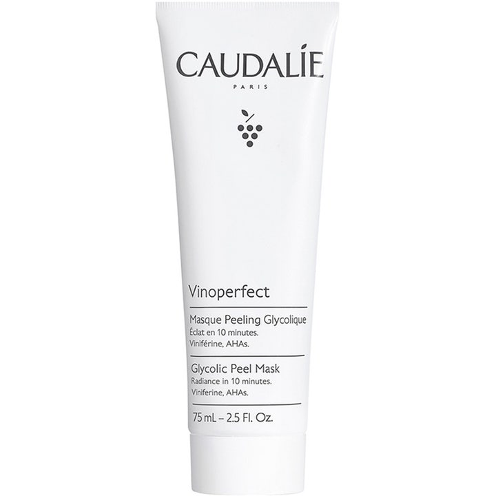 Caudalie Vinoperfect Glycolic Peel Mask 75 ml kirkastava glykolikuorinta valkoisessa tuubissa antaa iholle hehkua.