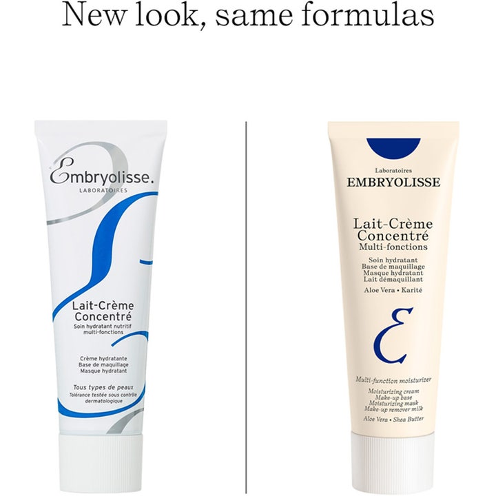 Embryolisse Lait-Crème Concentré 75 ml kosteuttava kasvovoide vertailussa vanha ja uusi pakkaus.