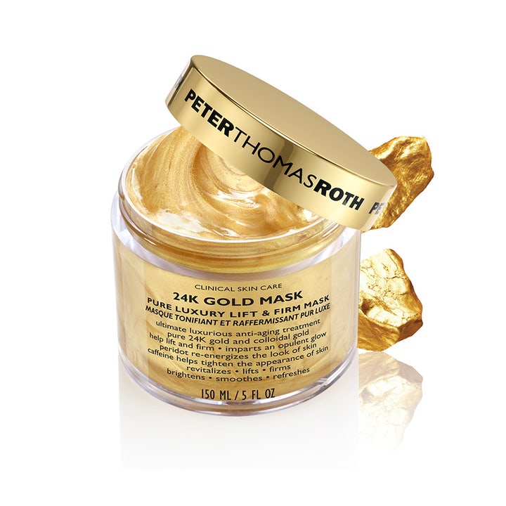 Peter Thomas Roth 24K Gold Mask 50 ml kiinteyttävä kasvonaamio kimalteleva kultainen koostumus kirkkaassa purkissa